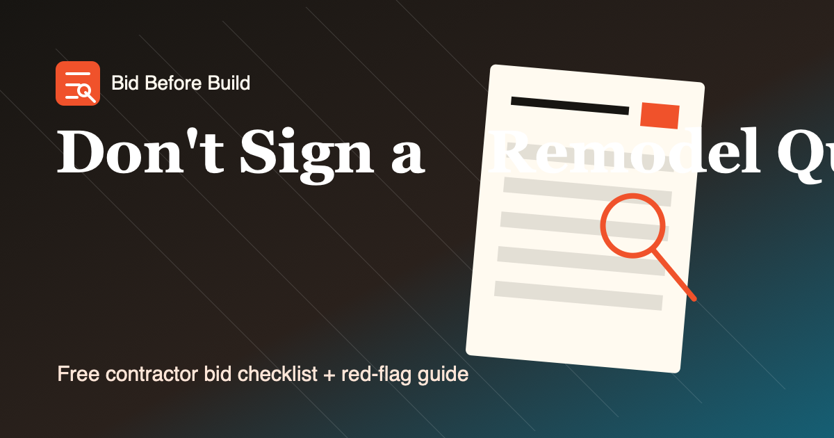 Bid Before Build quote x-ray kit preview